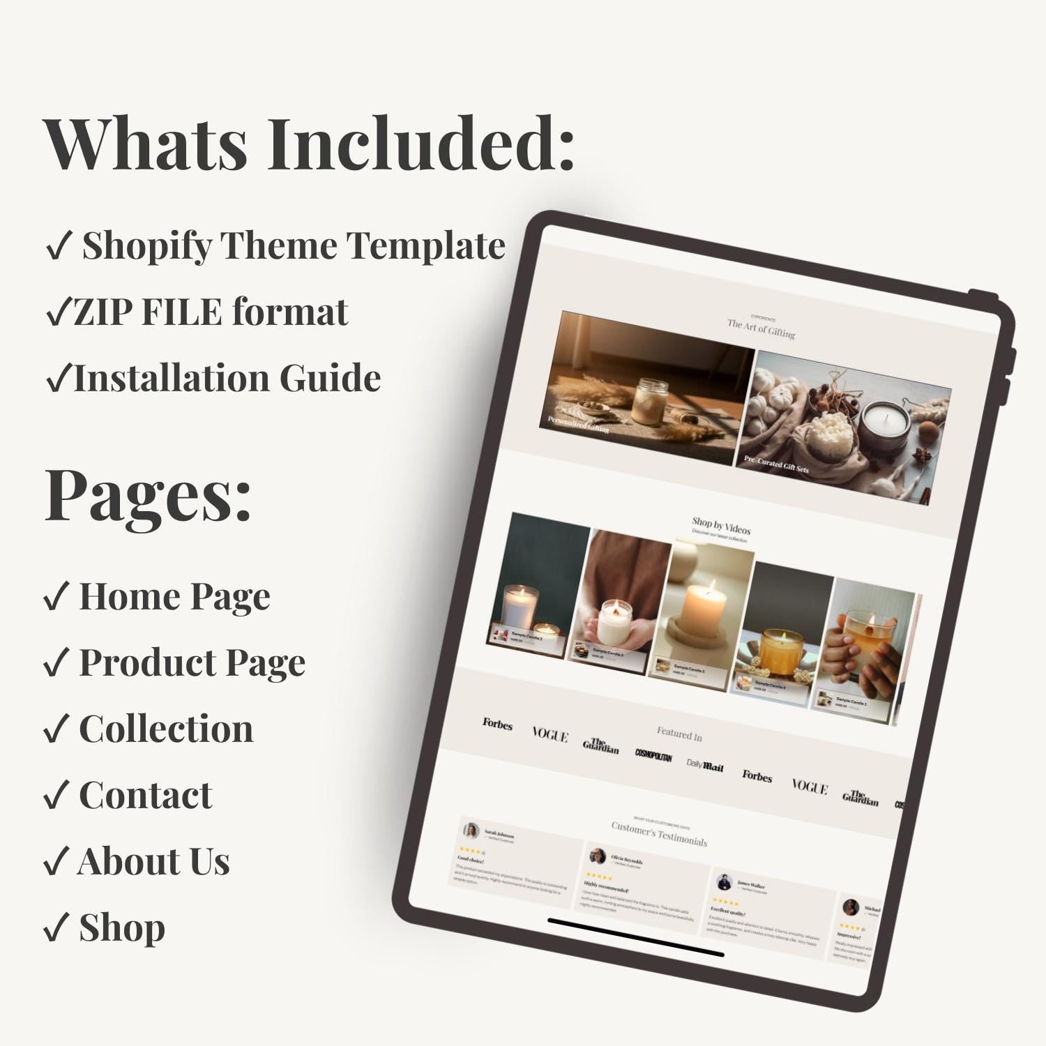 BareWaxCo Theme | Candle Store Shopify Theme | Beige and Grey E-Commerce Template with Product Page